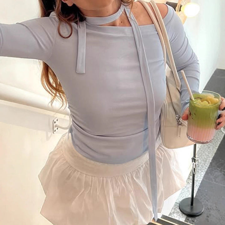 Damen Off-Shoulder Langarmoberteil mit verstellbarem Halsteil Echo Archiv