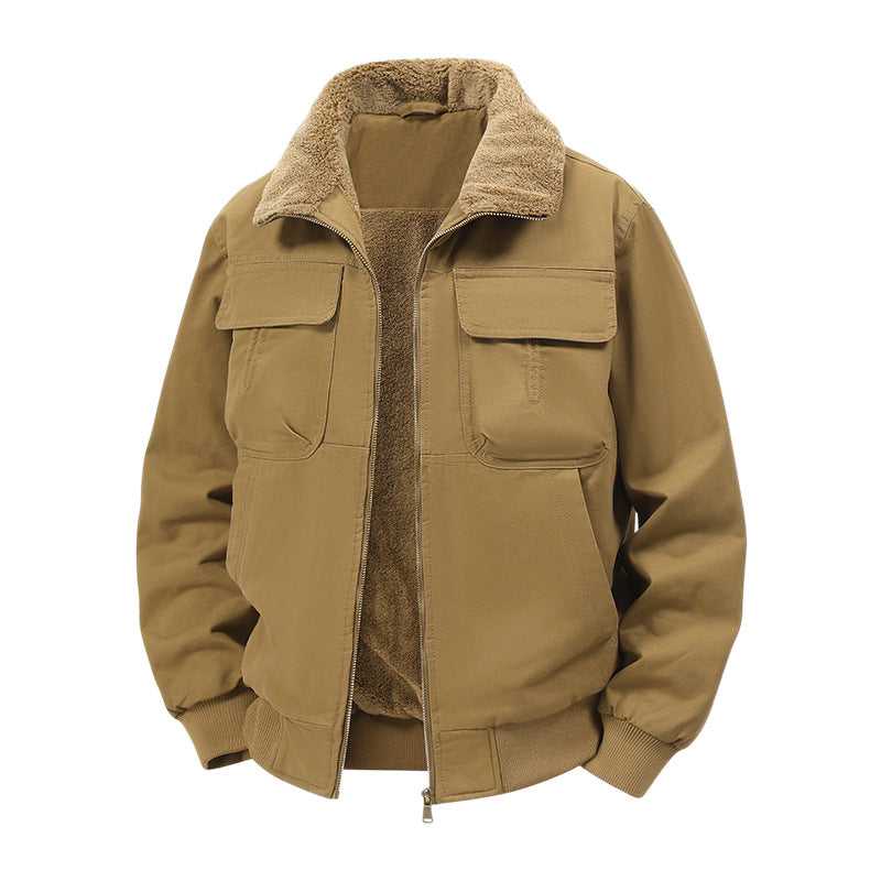 Herren Thermo‑Bomberjacke mit durchgehendem Reißverschluss, Sherpa‑Kragen und Utility‑Taschen Echo Archiv