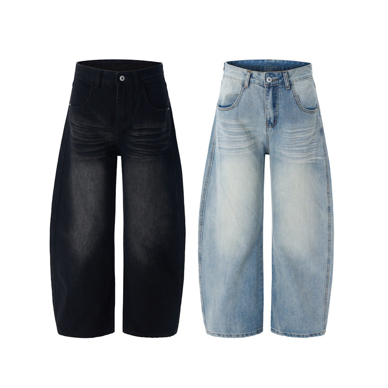 Damen extraweite hochgeschnittene Baggy-Jeans mit tiefem Schritt und Vintage‑Waschung Echo Archiv