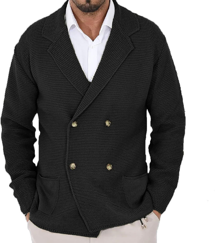 Herren modischer Strickblazer mit doppelter Knopfleiste und Taschen Echoarchiv