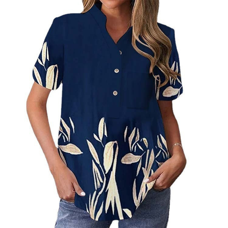 Damen elegante und florale Bluse mit Knopfdetail Echo Archiv