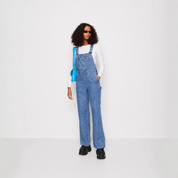 Damen Denim-Latzhose mit weitem Bein und verstellbaren Trägern Echo Archiv