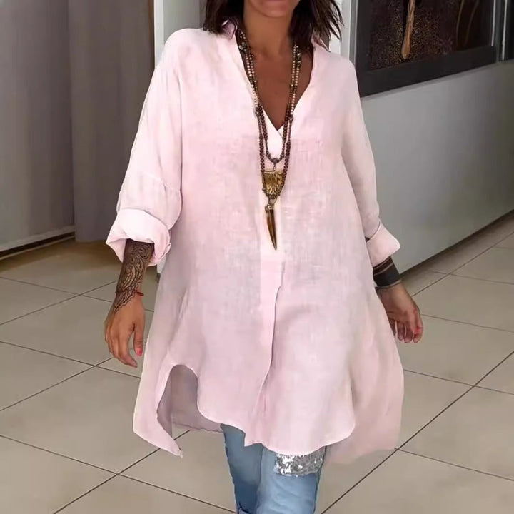Damen Leinen Tunika mit asymmetrischem Schnitt und eleganten Details Echoarchiv