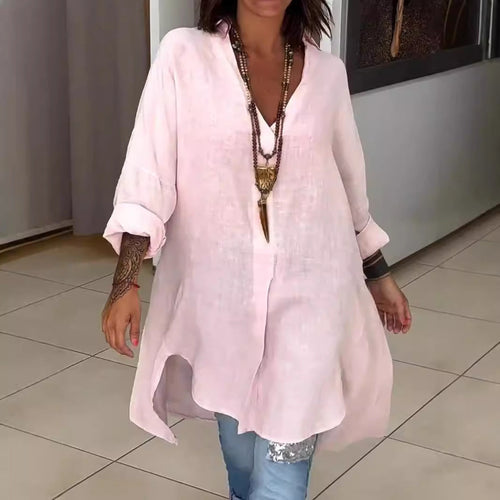 Damen Leinen Tunika mit asymmetrischem Schnitt und eleganten Details Echoarchiv