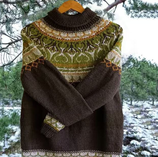 Damen nan kuscheliger Norweger-Strickpullover mit Stehkragen und Oversize-Passform Echo Archiv