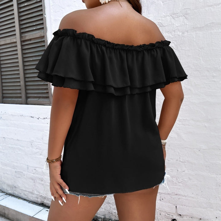 Damen Off-Shoulder Oberteil mit Schleifen-Details und Rüschensäumen Echo Archiv