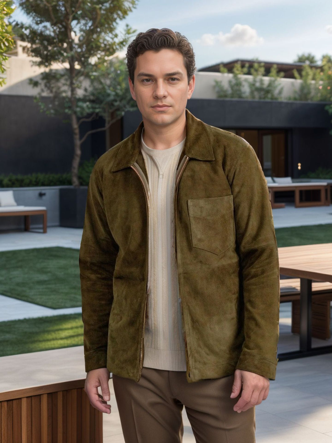 Herren Suede-Jacke im minimalistischen Design Echoarchiv