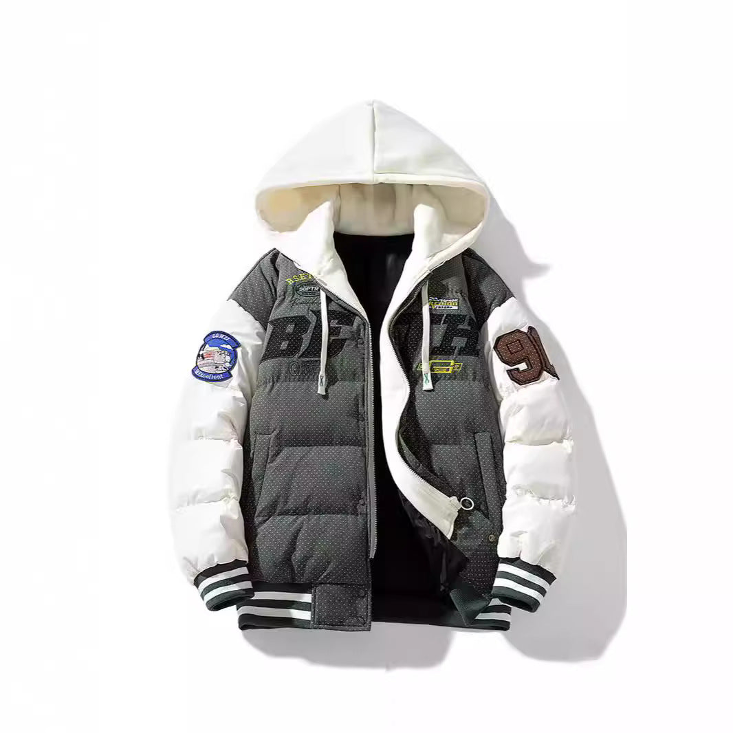 Herren Steppparka mit wattierter Kapuze und Kunstfellbesatz – Marzano