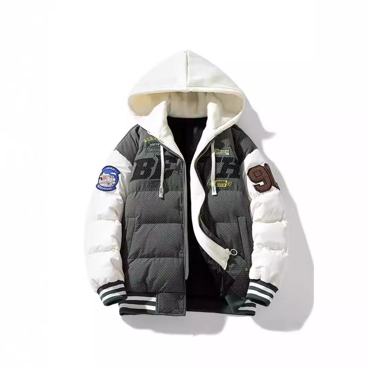 Herren Steppparka mit wattierter Kapuze und Kunstfellbesatz – Marzano