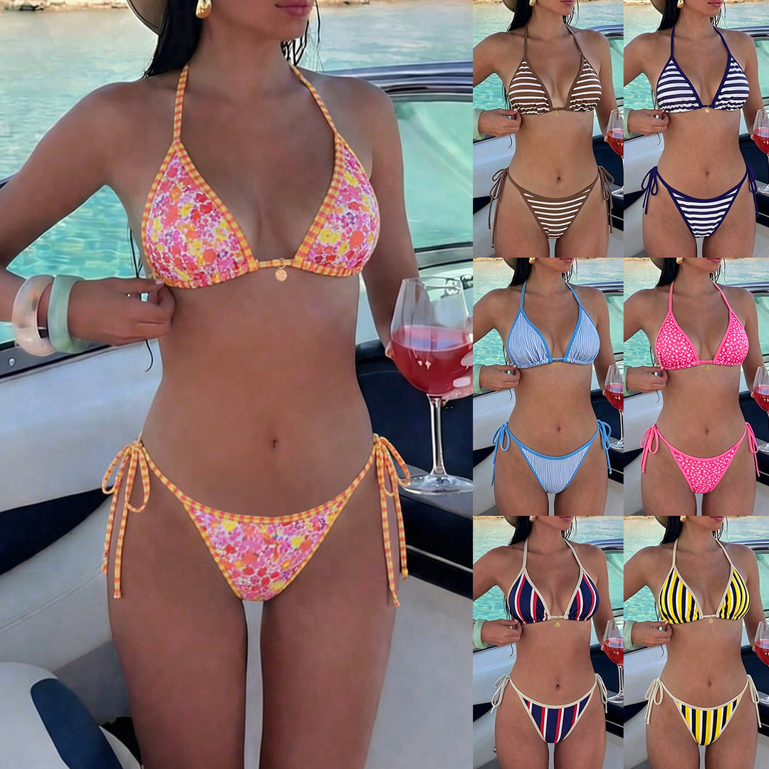 Damen Triangel-Bikini mit floralem Design und verstellbaren Trägern Echo Archiv