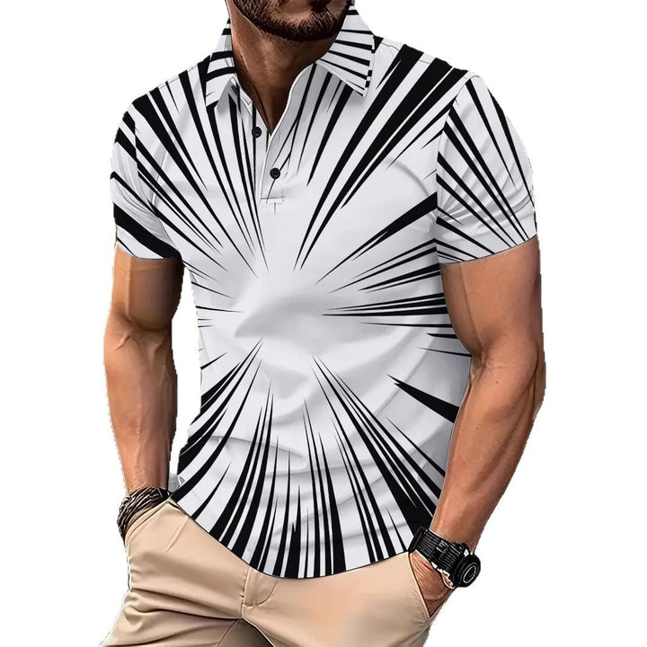Herren Kurzarm Poloshirt mit dynamischem Strichdesign Echoarchiv