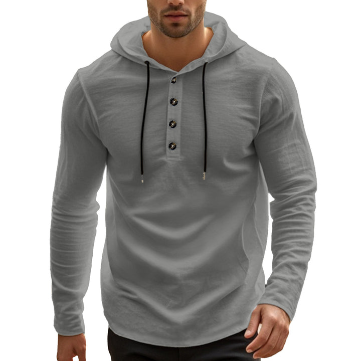 Herren lässiges Langarm-Hoodie-Shirt mit Knopfdetails und praktischen Taschen Echoarchiv