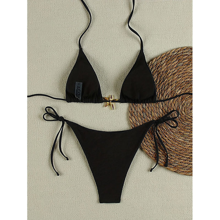 Damen Triangel-Bikini mit goldenen Akzenten und verstellbaren Trägern Echo Archiv