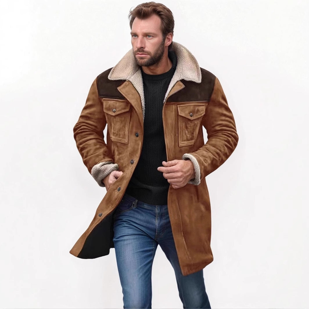 Herren stilvolle und bequeme Lammfelljacke im Vintage-Stil Echoarchiv