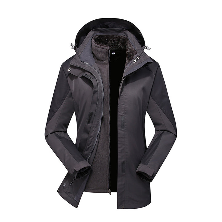 Damen Modulare Softshell-Regenjacke mit herausnehmbarer Fleece-Innenjacke und verstellbarer Kapuze – Célinea