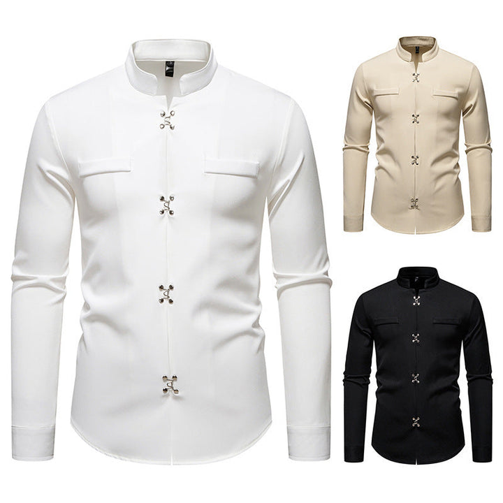 Herren Hemd mit asiatischem Knopfdesign Echoarchiv