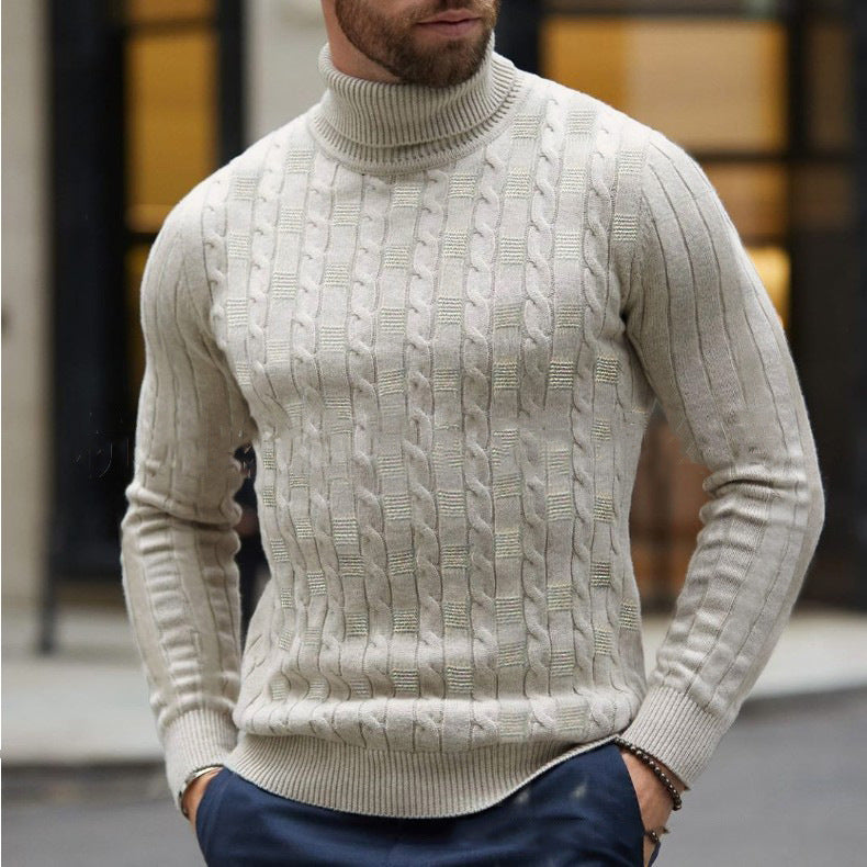 Herren Strickpullover mit schickem Rollkragen und strukturiertem Muster Echoarchiv