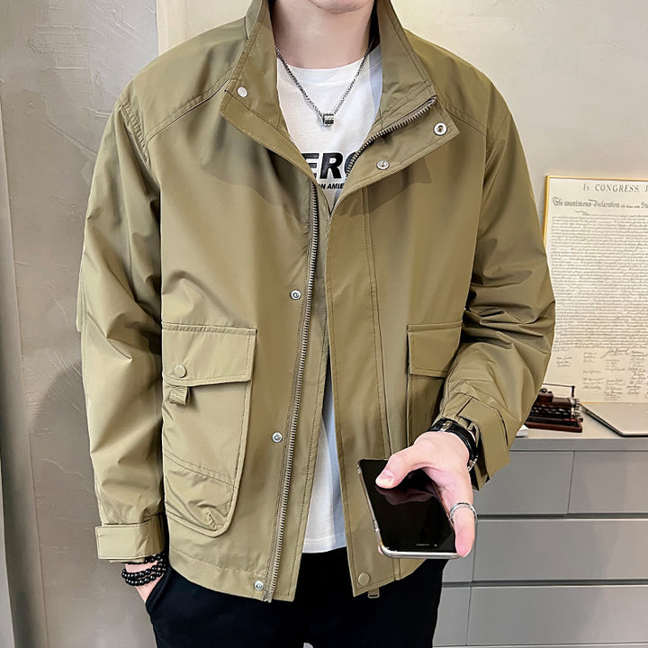 Herren trendige Feldjacke mit praktischen Taschen und verstellbarem Kragen Echoarchiv