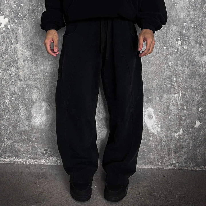 Herren nan Oversize-Freizeitjogger mit geschwungenen Nahtdetails, Kordelzugbund und elastischen Beinabschlüssen Echo Archiv