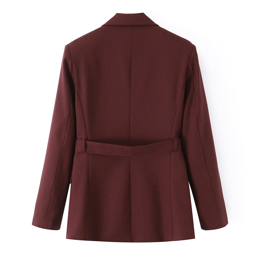 Damen Zweiteiliges tailliertes Blazer- und Langrock-Set mit dekorativem Kettengürtel Echo Archiv
