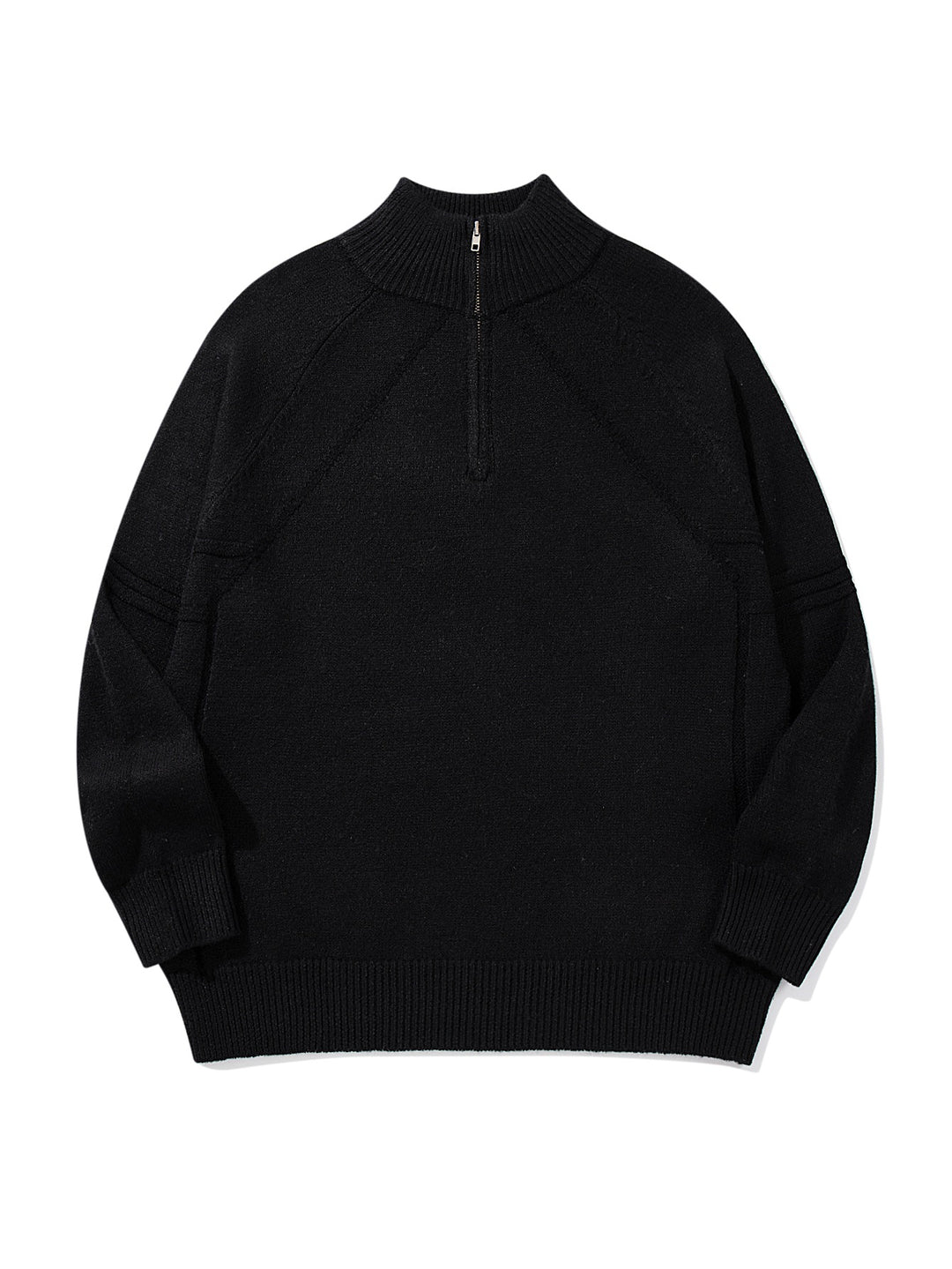 Unisex Halfzip-Strickpullover mit hohem Rippkragen und Raglanärmeln Echoarchiv