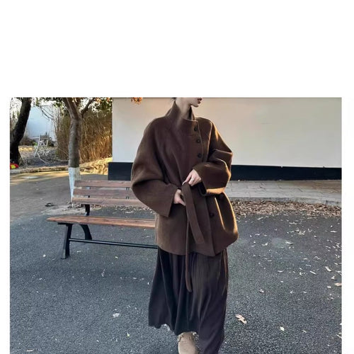 Damen Modische Oversized-Wolljacke Echoarchiv