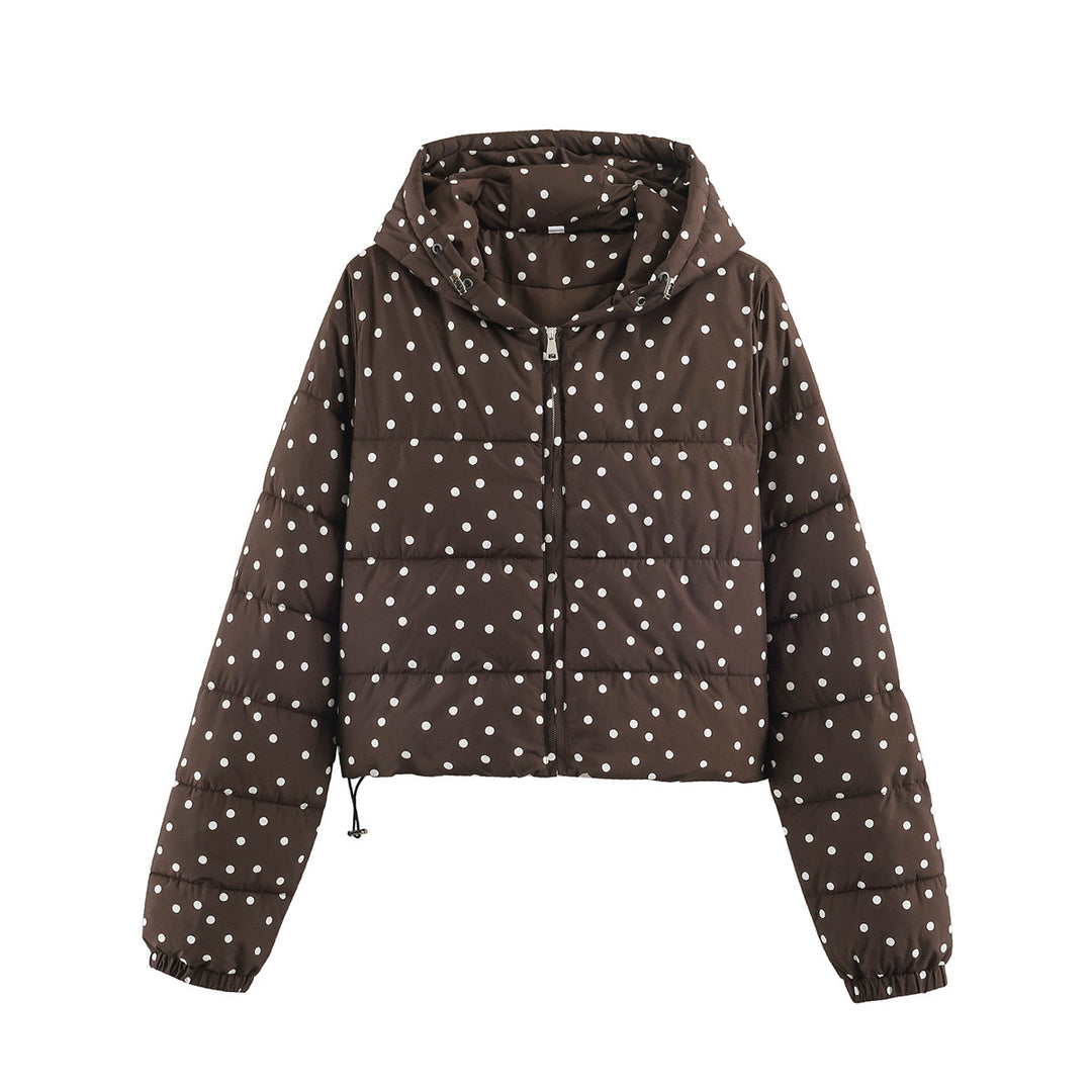 Damen Gepolsterte Cropped Kapuzenjacke mit Punktmuster Echoarchiv