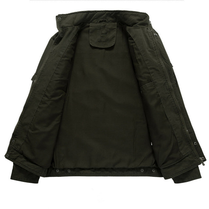 Herren Canvas-Fieldjacke im Military-Utility-Stil mit Stehkragen, Epauletten und Multifunktionstaschen Echoarchiv