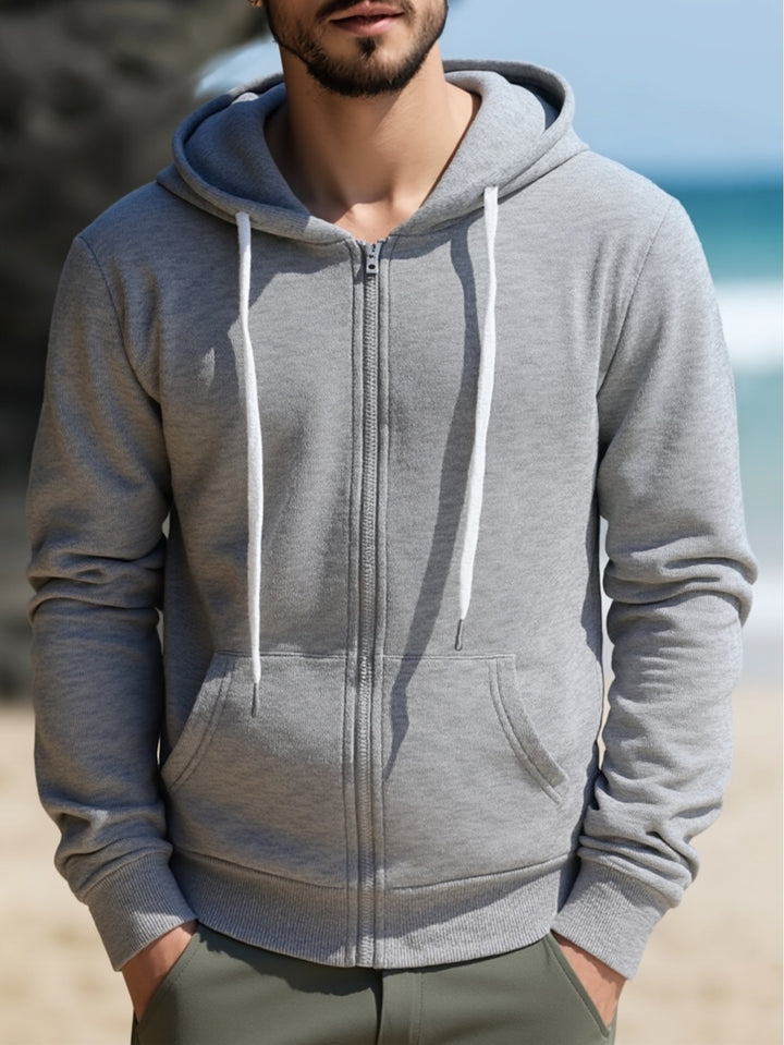 Herren Kapuzen‑Sweatjacke mit durchgehendem Reißverschluss, Kängurutaschen & weichem Futter Echo Archiv