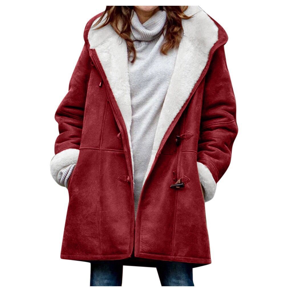 Damen Kapuzen-Dufflecoat mit Kunstfellbesatz und KnEchoarchivelverschlüssen Echoarchiv