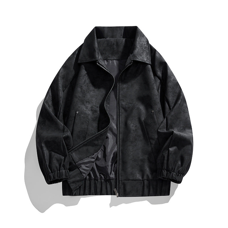 Herren Kunstvelours‑Bomberjacke im Oversize‑Boxy‑Cut mit Zwei‑Wege‑Reißverschluss & elastischem Saum Echoarchiv
