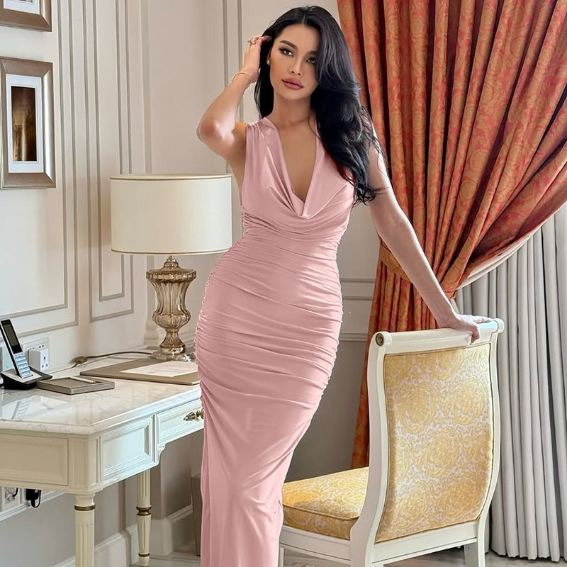 Damen Elegantes Maxikleid mit raffinierten Drapierungen Echo Archiv