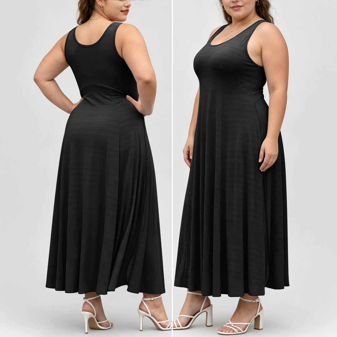 Damen Fließendes Maxikleid mit taillenbetonter A-Linie und breiten Trägern – Valéora
