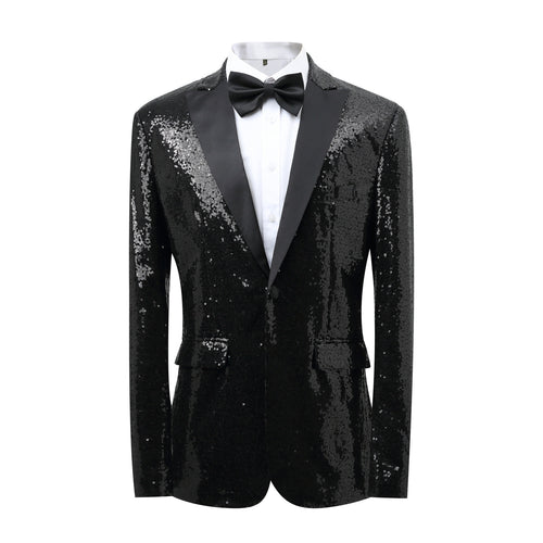 Herren Glänzender Paillettenblazer mit klassischem Revers Echoarchiv