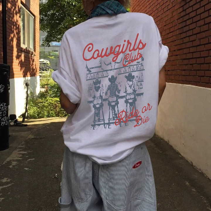 Damen Oversize T-Shirt mit Retro Cowgirl-Motiv Echo Archiv