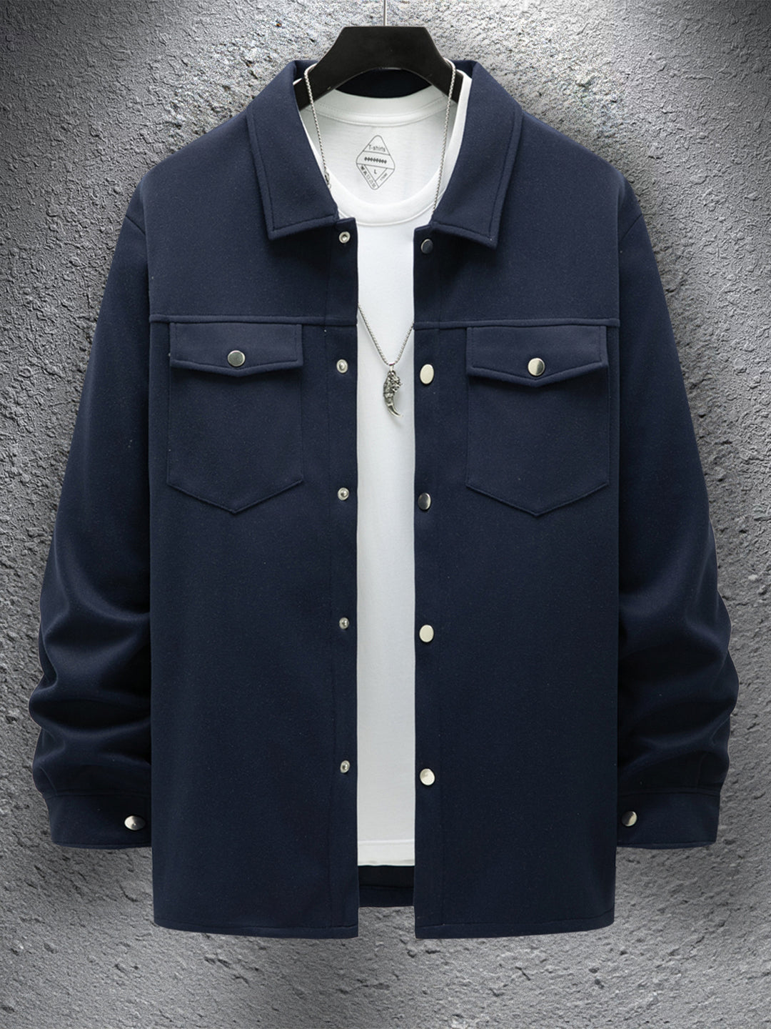 Herren lässige Overshirt-Jacke mit praktischen Brusttaschen und druckknopfverschluss Echoarchiv