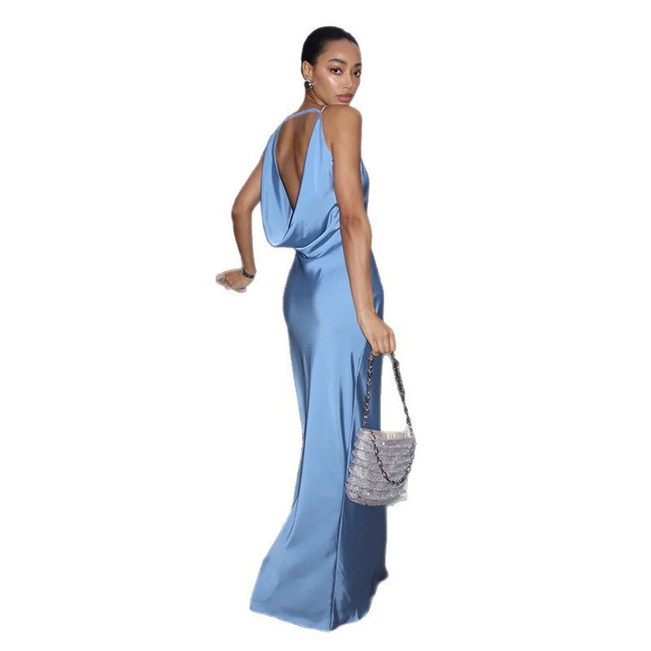 Damen Elegantes Langarm Abendkleid mit fließendem Schnitt und tiefem V-Ausschnitt Echo Archiv