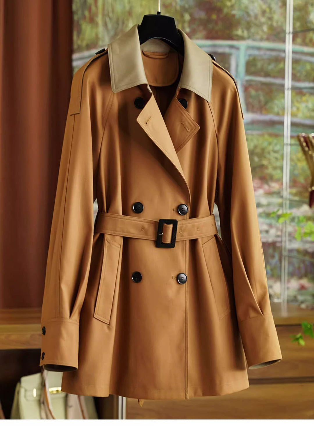 Damen Elegant geschnittene Trenchjacke mit Taillengürtel Echoarchiv