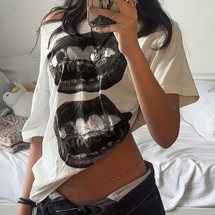 Damen Kreatives Oversized T-Shirt mit grafischem Druck Echo Archiv
