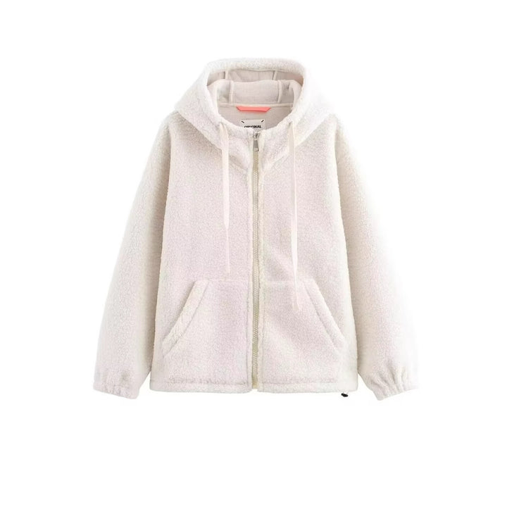 Damen Teddy-Fleece-Kapuzenjacke mit durchgehendem Reißverschluss und Kängurutaschen Echo Archiv