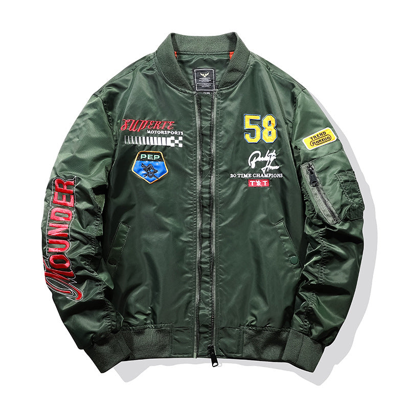 Herren Sportliche Bomberjacke mit bunten Applikationen Echo Archiv