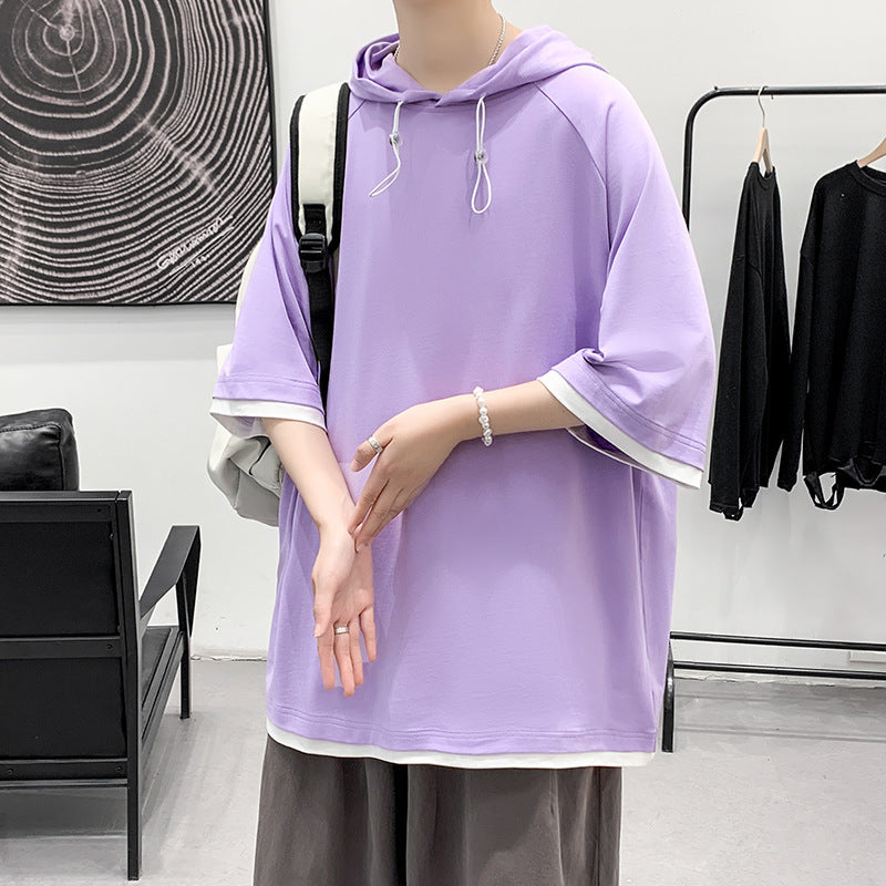 Herren Oversize T-Shirt mit Kapuze und atmungsaktiven Eigenschaften Echoarchiv