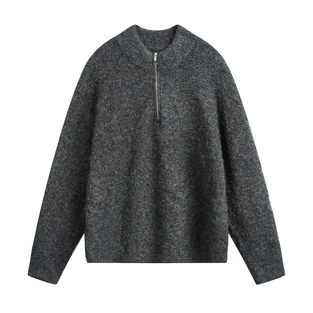 Damen Oversize Wollmix-Pullover mit halbem Reißverschluss Echo Archiv