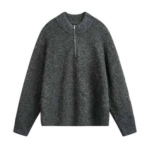 Damen Oversize Wollmix-Pullover mit halbem Reißverschluss Echo Archiv