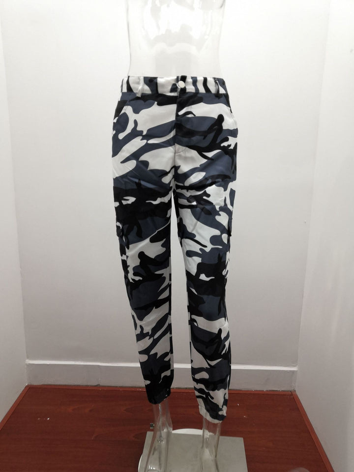 Damen nan Cargohose mit urbanem Camouflage-Print und elastischem Bund Echo Archiv