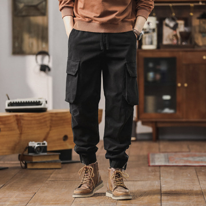 Herren Cargo-Jogginghose mit Mehrfach-Taschen, Tunnelzug und elastischen Bündchen Echo Archiv