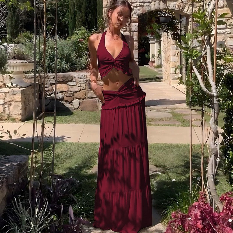 Damen Maxikleid mit verspieltem Cut-Out und Rüschendetails Echo Archiv