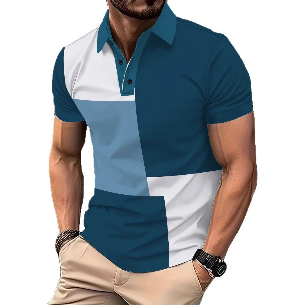 Herren Kurzarm Poloshirt mit modernem Blockdesign Echoarchiv