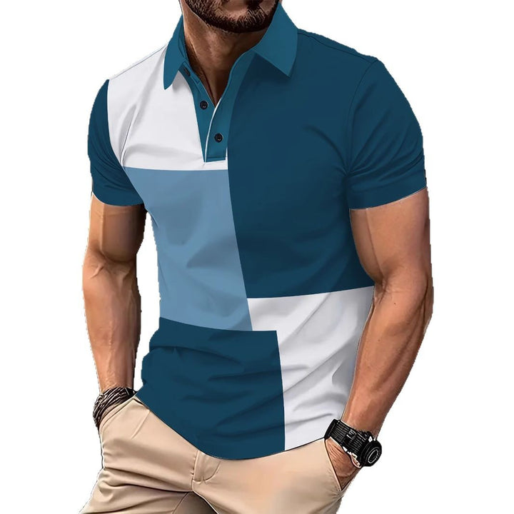 Herren Kurzarm Poloshirt mit modernem Blockdesign Echoarchiv