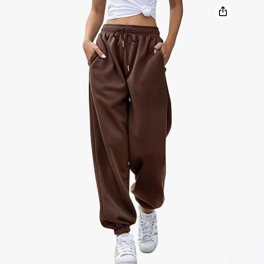 Damen lässige Jogginghose mit hohem Bund elastischen Knöchelabschlüssen und weichem Fleecefutter – Avélisse